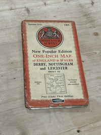 DERBY NOTTINGHAM & LEICESTER Ordnance Survey CLOTH 6th Series 1946 Sheet 121