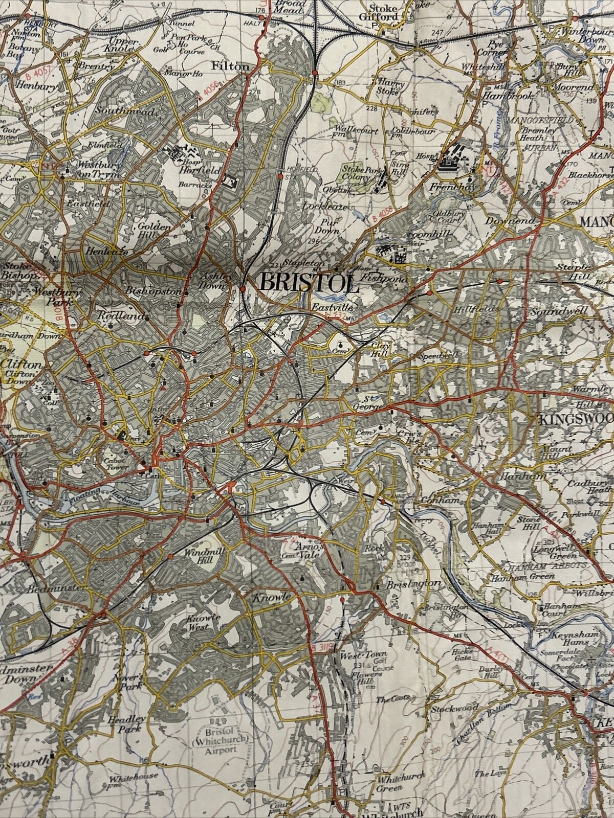 BRISTOL & NEWPORT Ordnance Survey Seventh Series CLOTH One inch 1949 Sheet 155