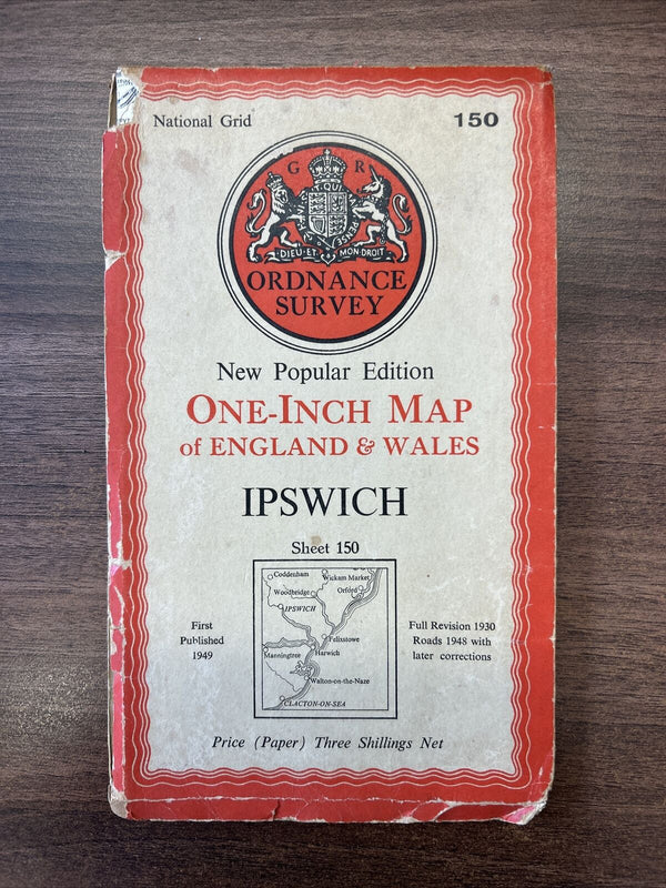 IPSWICH Ordnance Survey Sixth Series One Inch Map 1949 Sheet 150 Clacton On Sea