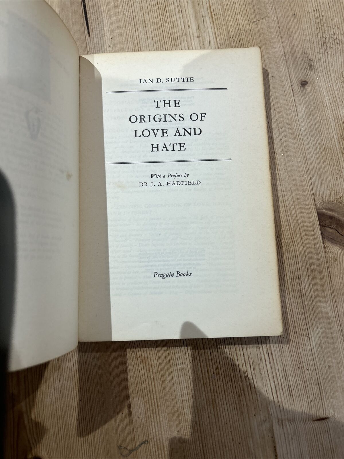 THE ORIGINS OF LOVE AND HATE Ian D Suttie- Peregrine Book Penguin 1963 Y31