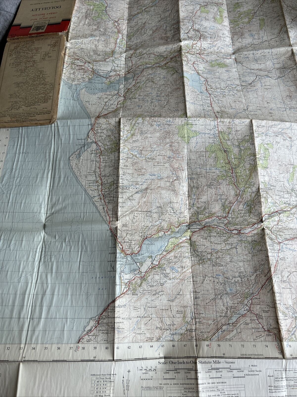 DOLGELLEY Ordnance Survey Paper Map 1953 CLOTH Seventh Series No 116 Festiniog