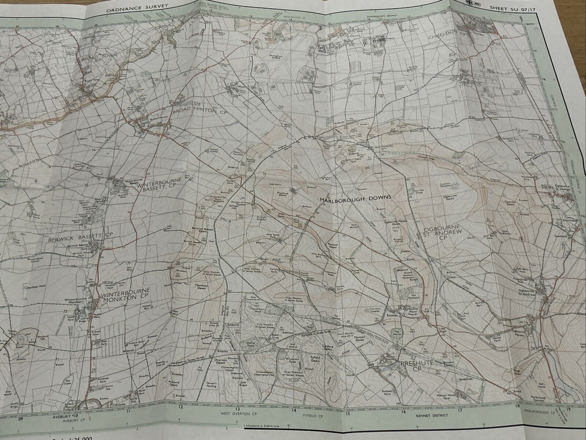 MARLBOROUGH DOWNS Pathfinder Ordnance Survey SU07/17 1:25000 1985 Broad Hinton