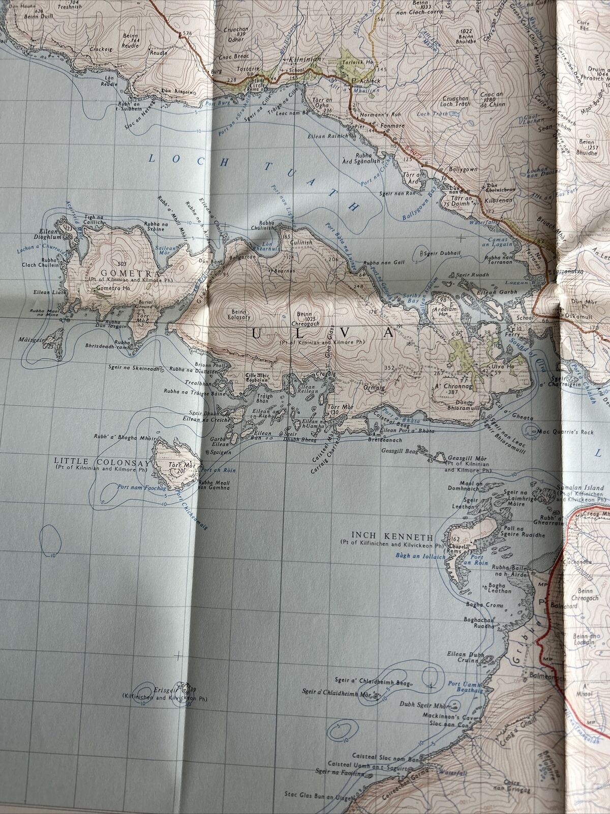 SOUND OF MULL Ordnance Survey Seventh Series Paper One inch 1956 Sheet 45 Ulva