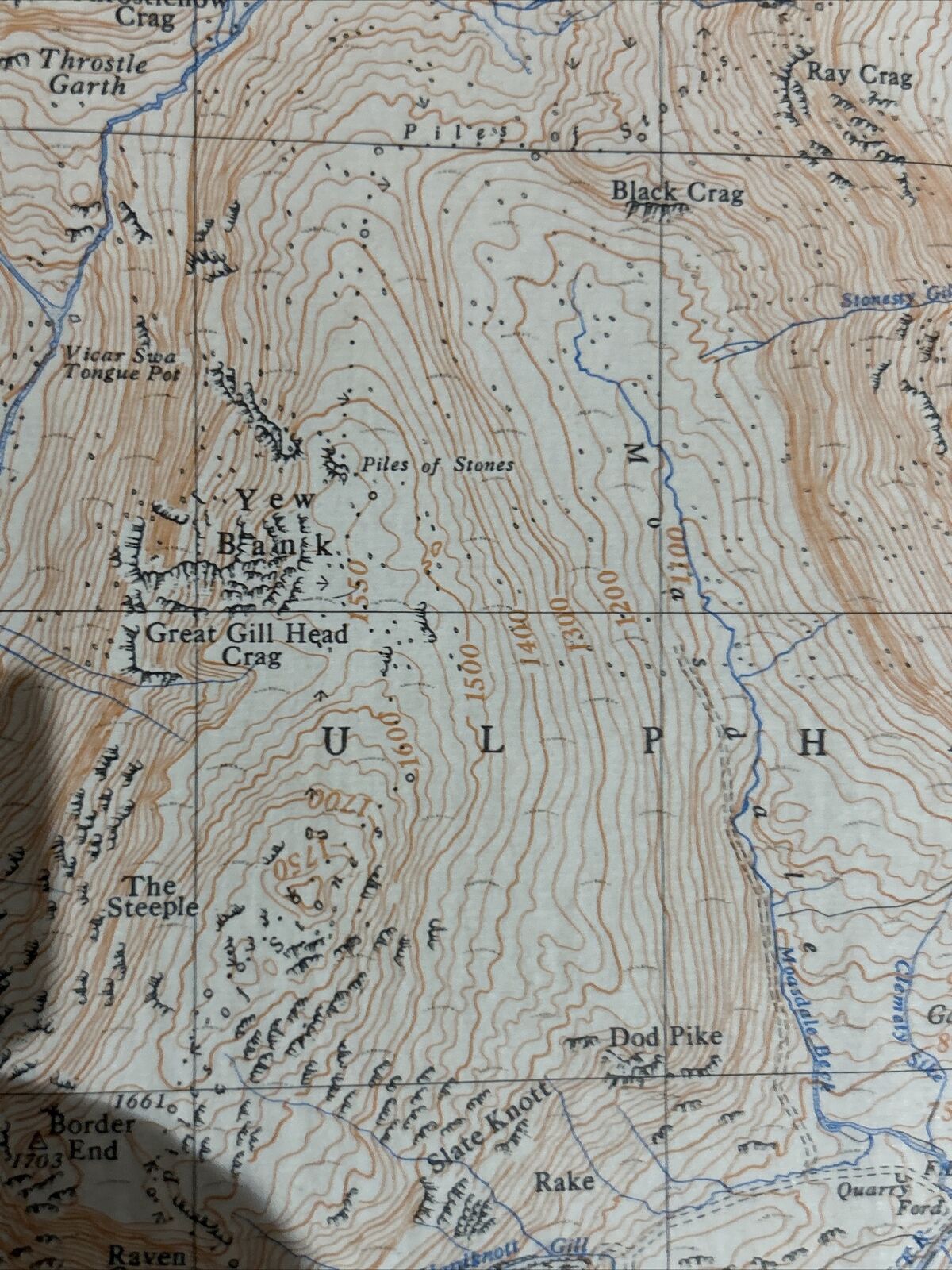 LANGDALE FELL BIRKER FELL - Ordnance Survey Cloth Sheet 35/20 1:25000 1947 Lancs