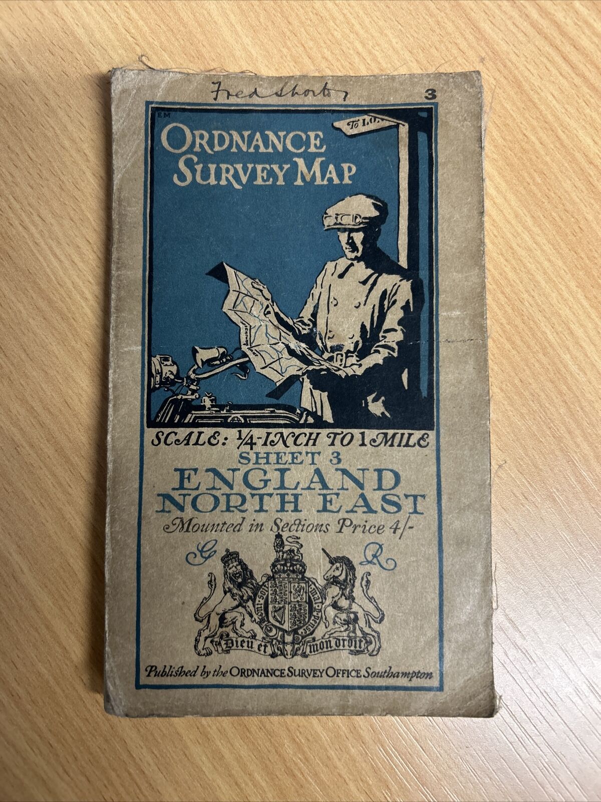 ENGLAND NORTH EAST Ordnance Survey Cloth Quarter Inch Map 1921 Sheet 3 Dissected