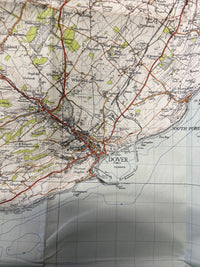 EAST KENT Ordnance Survey Cloth Sixth Series One inch 1945 Sheet 173 Dover Deal