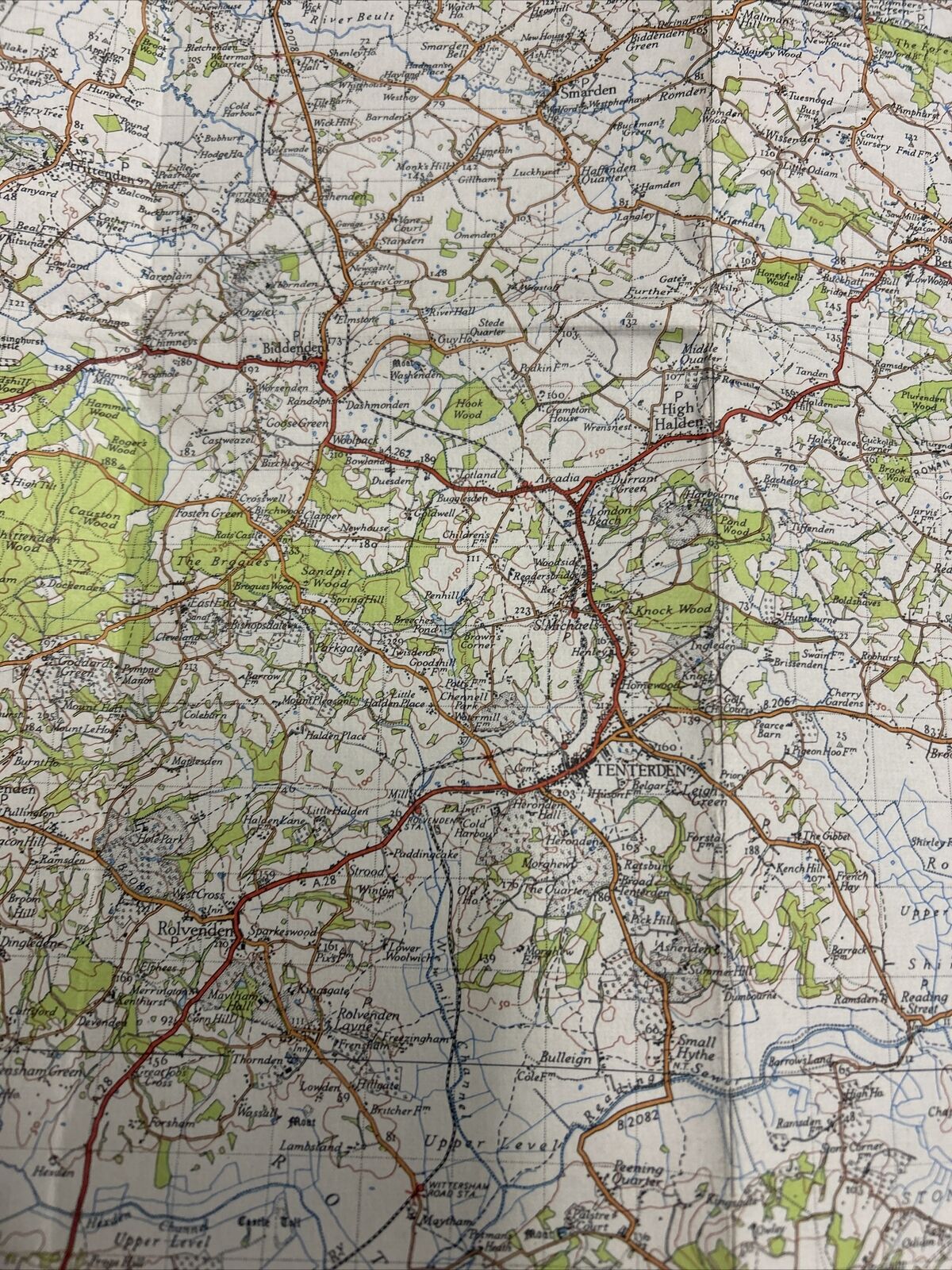 HASTINGS Ordnance Survey Cloth One Inch Map 1940 Sixth Edition Sheet 184 Rye