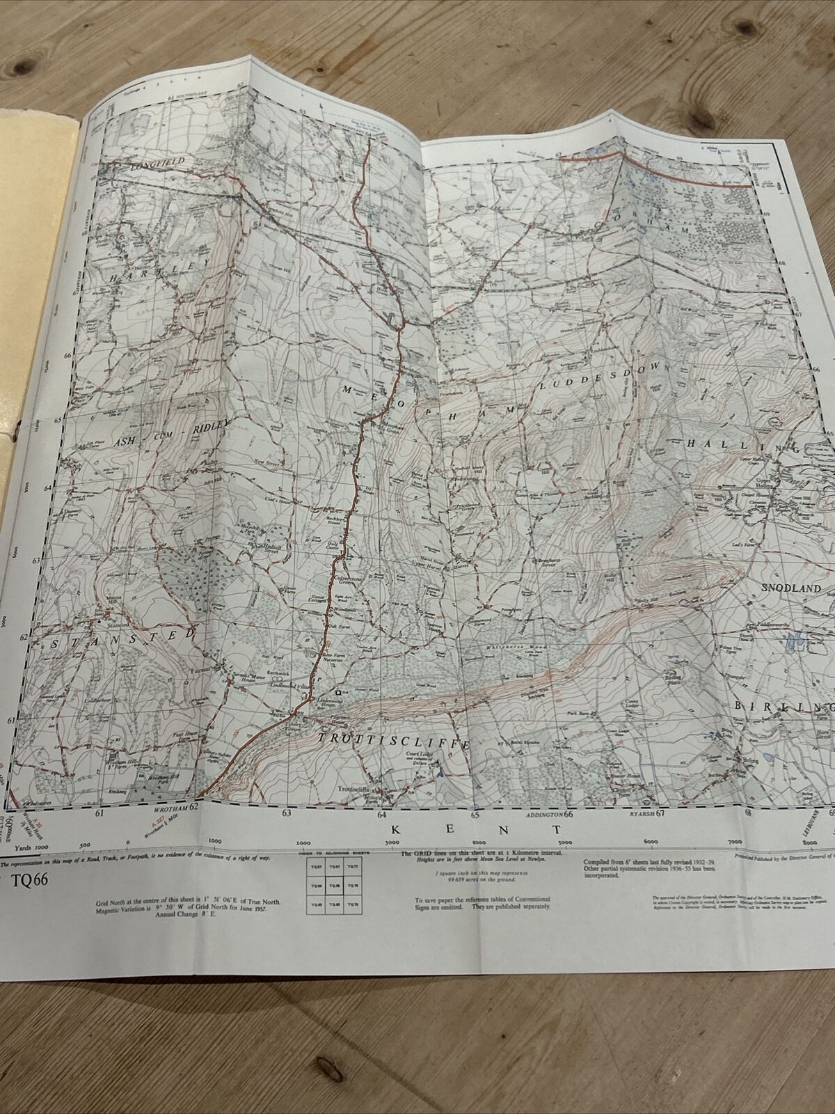 MEOPHAM Ordnance Survey Sheet TQ66 1:25000 1957 Kent Birling