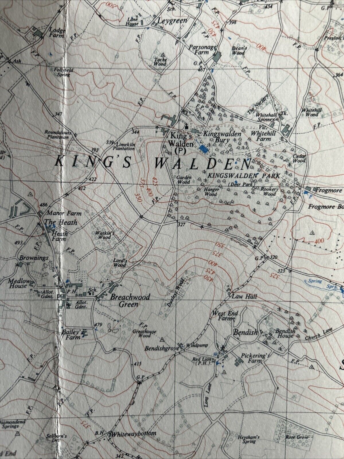 HITCHIN KINGS WALDEN Ordnance Survey CLOTH Sheet 52/12 1:25000 1946 Whitwell