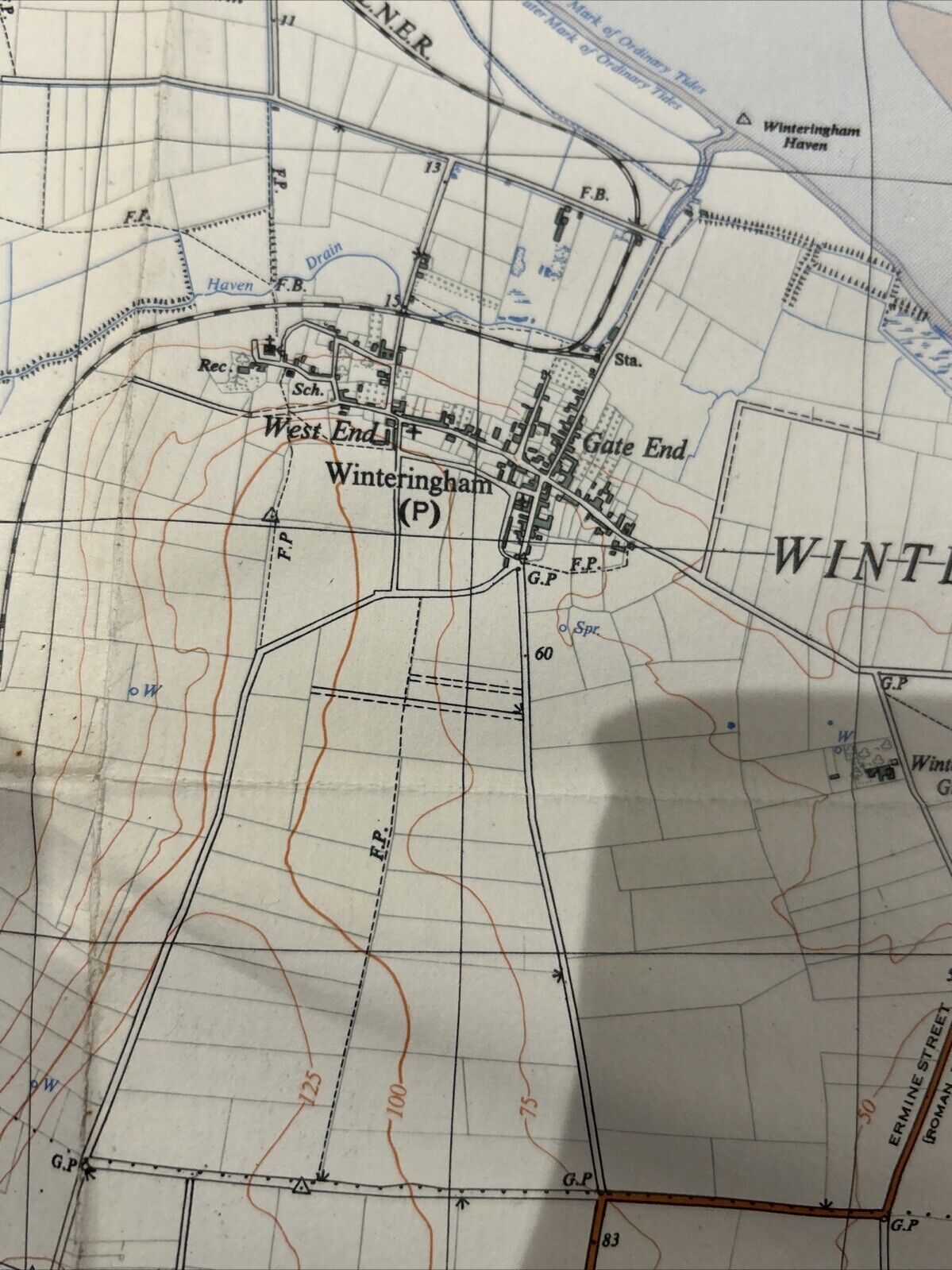 NORTH FERRIBY Ordnance Survey CLOTH Sheet 44/83 1:25000 1947 National Grid