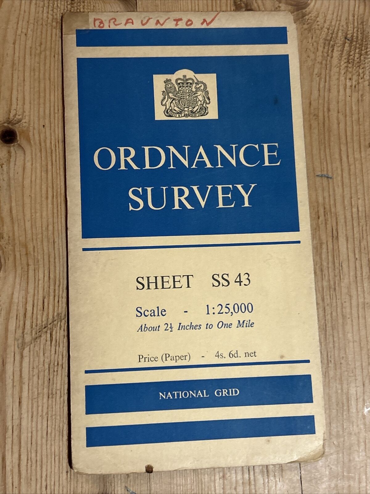 BRAUNTON DEVON APPLEDORE - Ordnance Survey Sheet SS43 1:25000 1950 River Taw