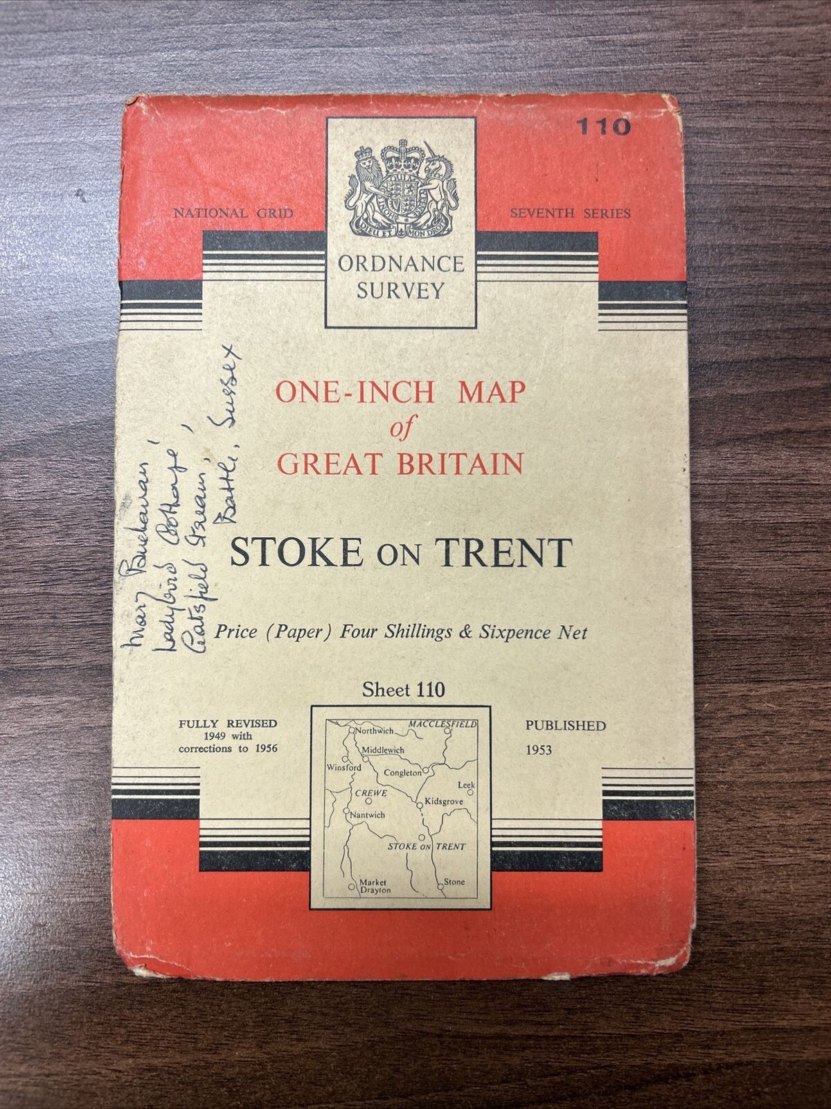 STOKE ON TRENTOrdnance Survey Map 7th Series No 110 1953 Market Drayton