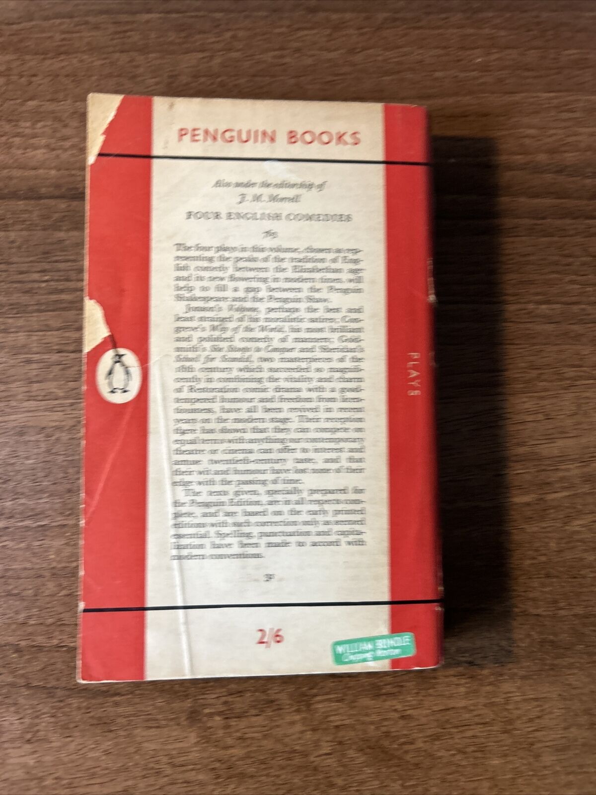 FOUR ENGLISH TRAGEDIES Ed JM Morrell Marlowe Haywood Penguin Books 1953 No 956