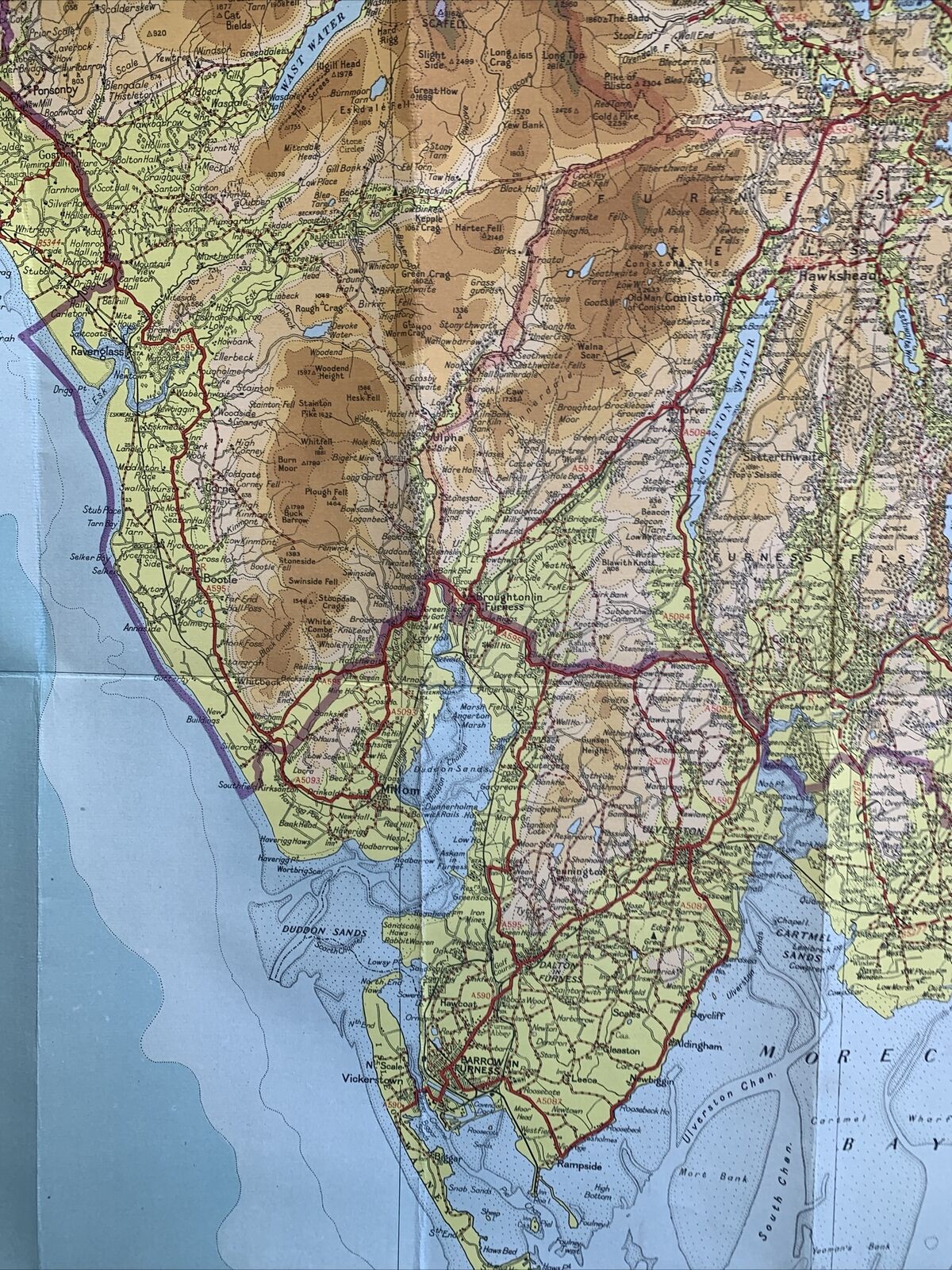 Johnstons Cloth New 2 Miles To 1 Inch Map - Lake District Windermere Circa 1954