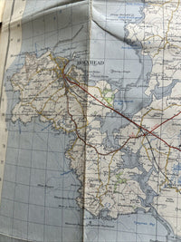 ANGLESEY - Ordnance Survey Cloth Seventh Series 1-inch 1962 Sheet 106 Holyhead