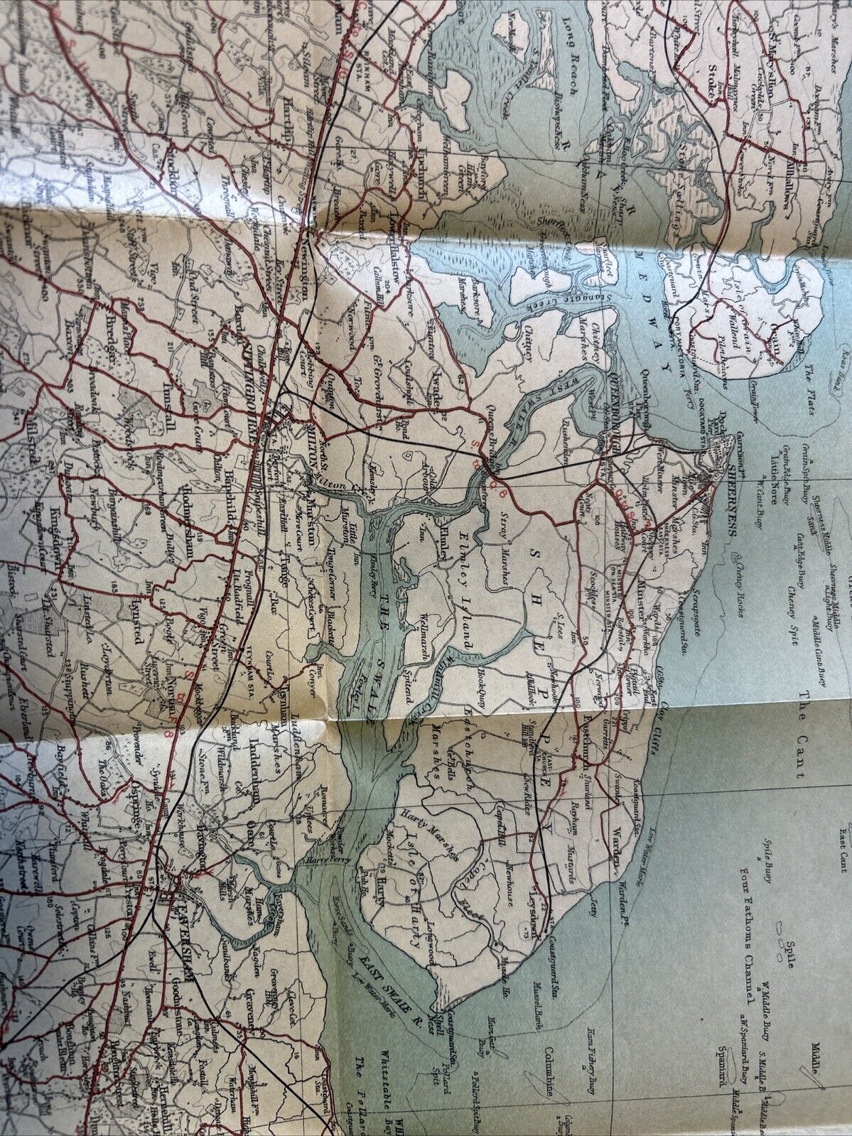 WESTGATE ON SEA District BACONS New Half Inch Map KENT Dover Shows Danger Hills