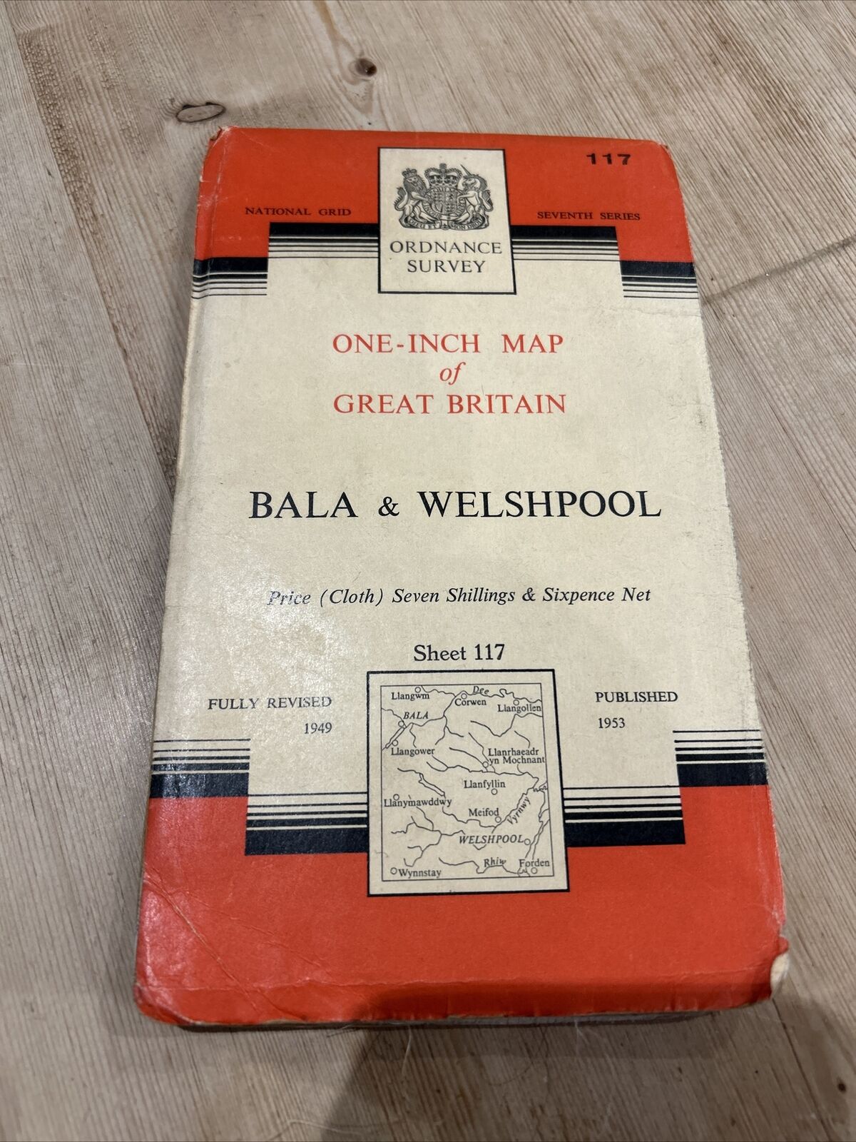 BALA & WELSHPOOL No 117 1953 CLOTH Seventh Series Ordnance Survey One Inch Map