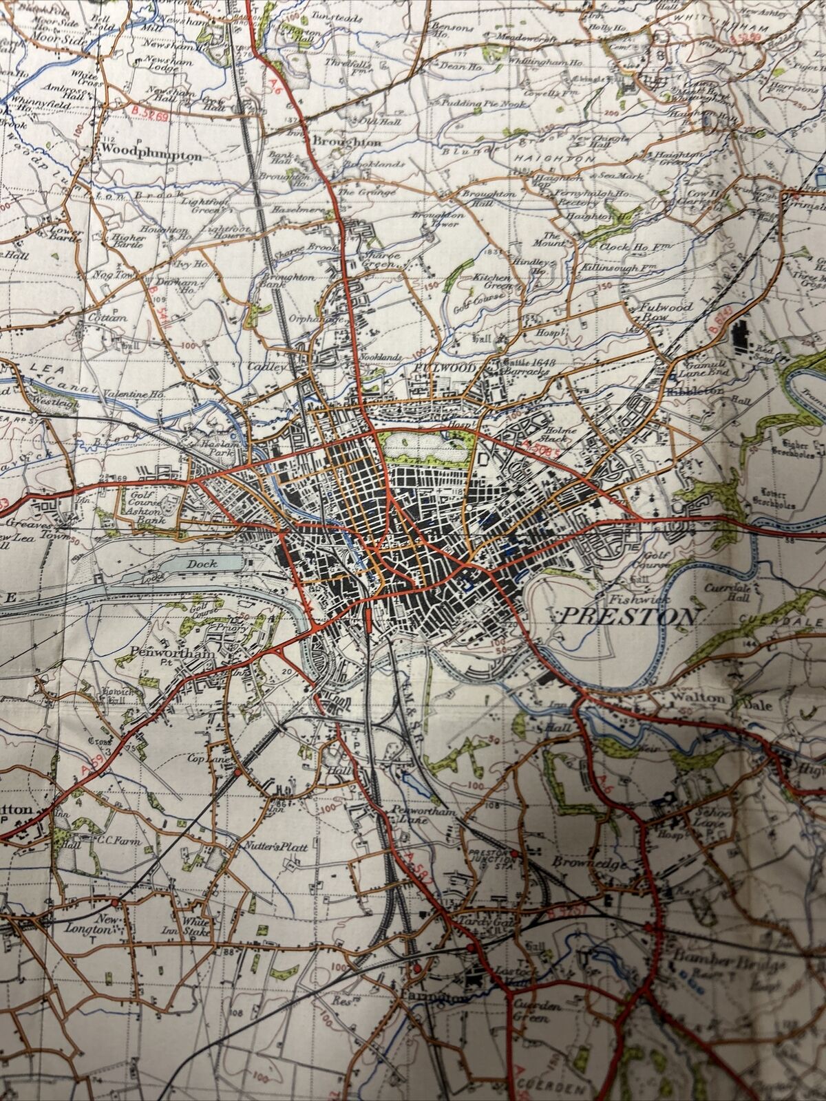 PRESTON Ordnance Survey CLOTH 6th Series 1947 Sheet 94 One Inch Lancashire