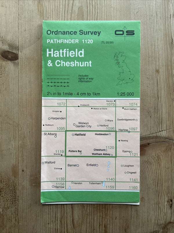 HATFIELD & CHESHUNT Pathfinder 1120 Ordnance Survey 1:25,000 1990 TL20/30