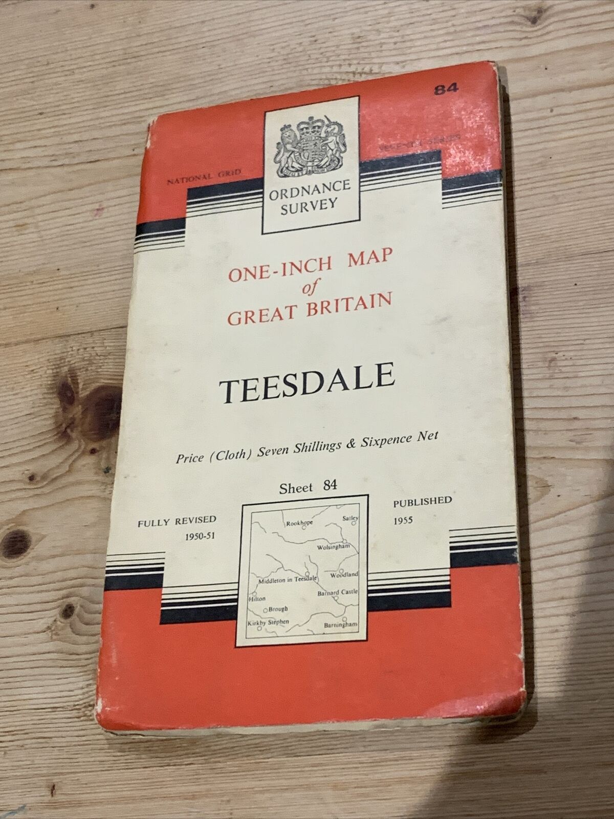 TEESDALE Ordnance Survey CLOTH Map 1955 Seventh Series Sheet 84 Barnard Castle