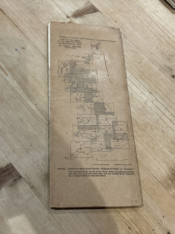 MIDLANDS 1935 Ordnance Survey CLOTH Sheet 8 Quarter Inch Map Fourth Edition