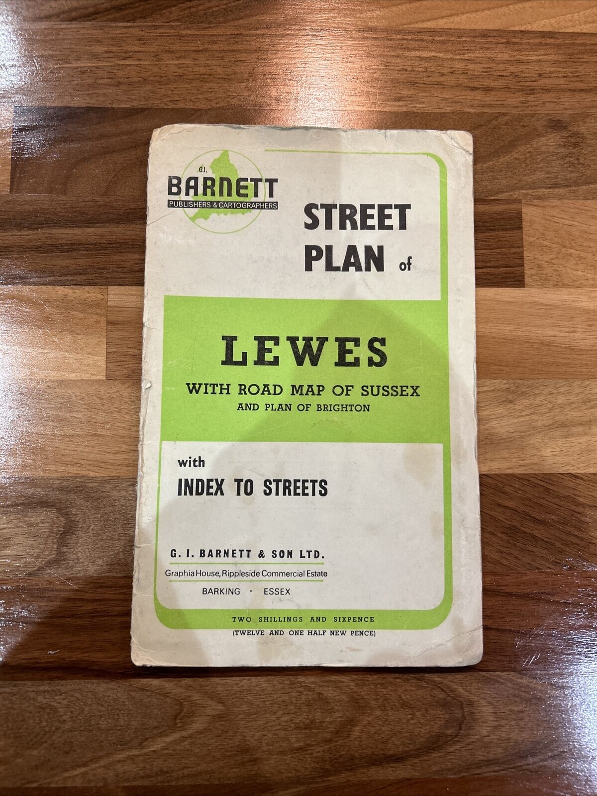 LEWES Street Plan & Road Map Of Sussex Brighton Barnetts 1950s? Advertising