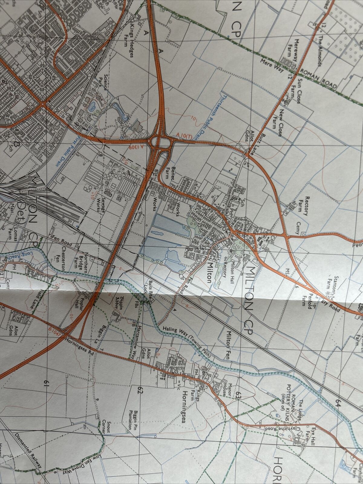 CAMBRIDGE NORTH & BURWELL  Ordnance Survey Pathfinder Map 982 TL46/56 1985