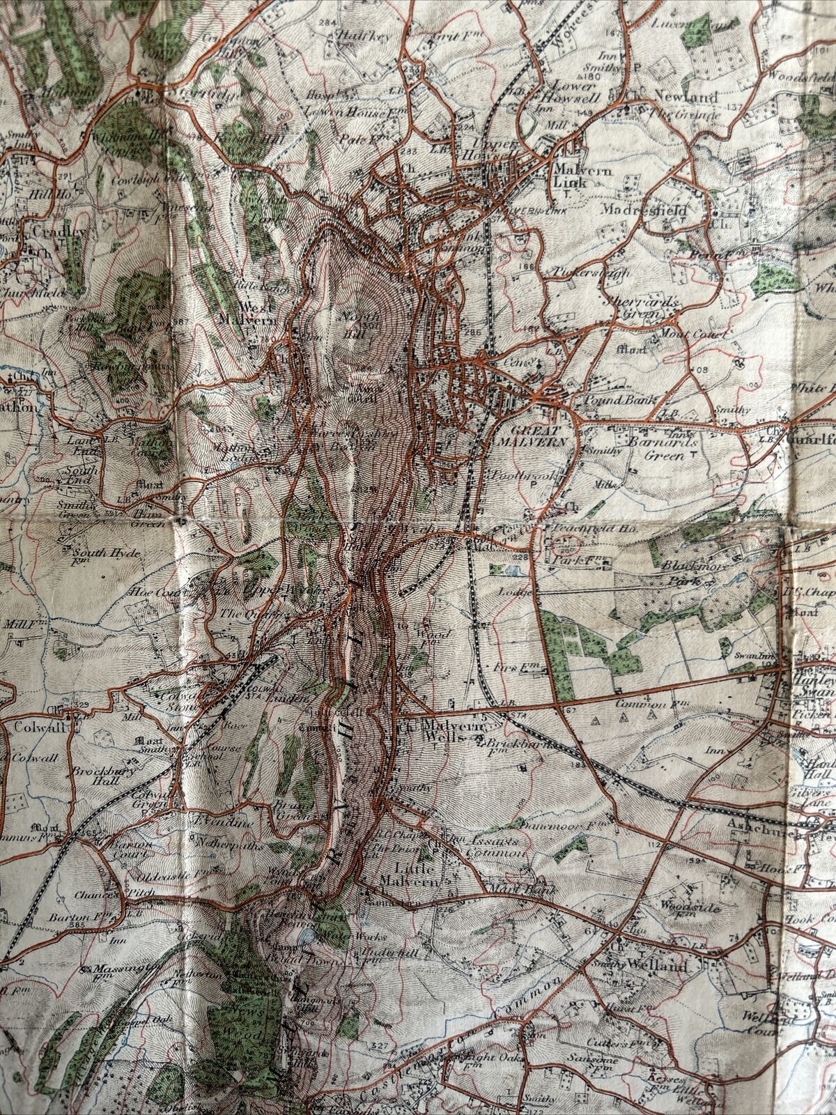 WORCESTER MALVERN District Ordnance Survey Third Edition Cloth 1 Inch Map 1912