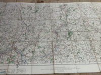 HERTFORD & BISHOPS STORTFORD Ordnance Survey Cloth 1 In Map 1919 No 96 Contoured