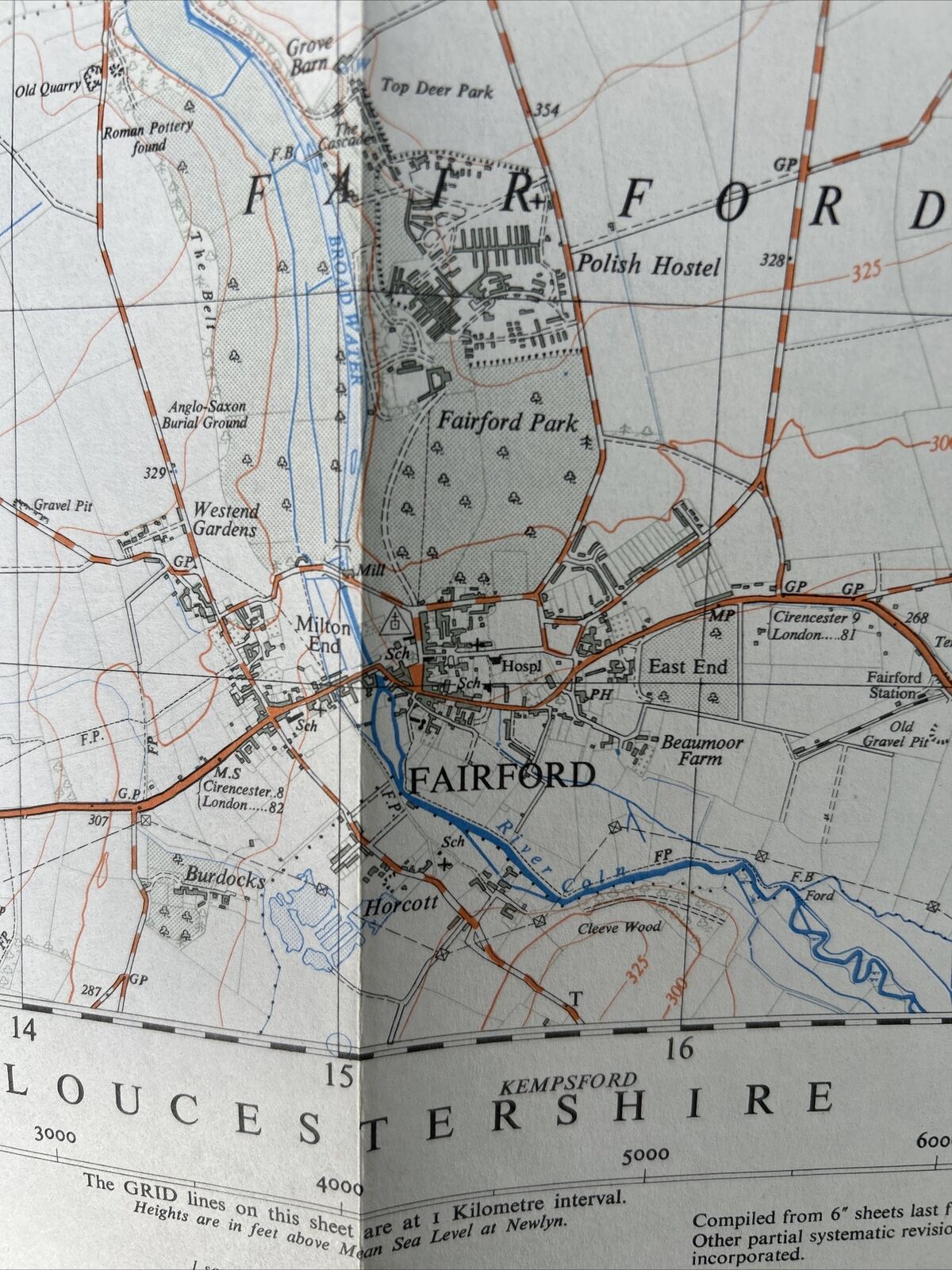 FAIRFORD Ordnance Survey 1:25,000 First Series Sheet SP10 1959 Hatherop Bibury