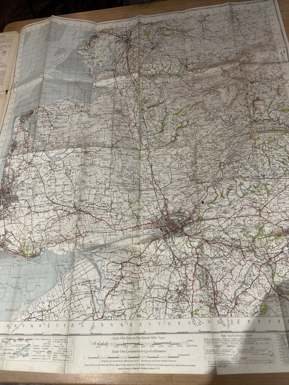 PRESTON Ordnance Survey Sixth Edition One inch 1947 Sheet 94 Paper Lancaster