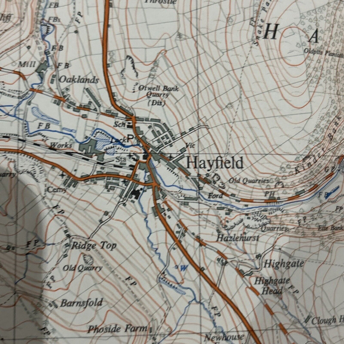 HAYFIELD Ordnance Survey Sheet SK08 1:25000 1955 Birch Vale Whaley Bridge