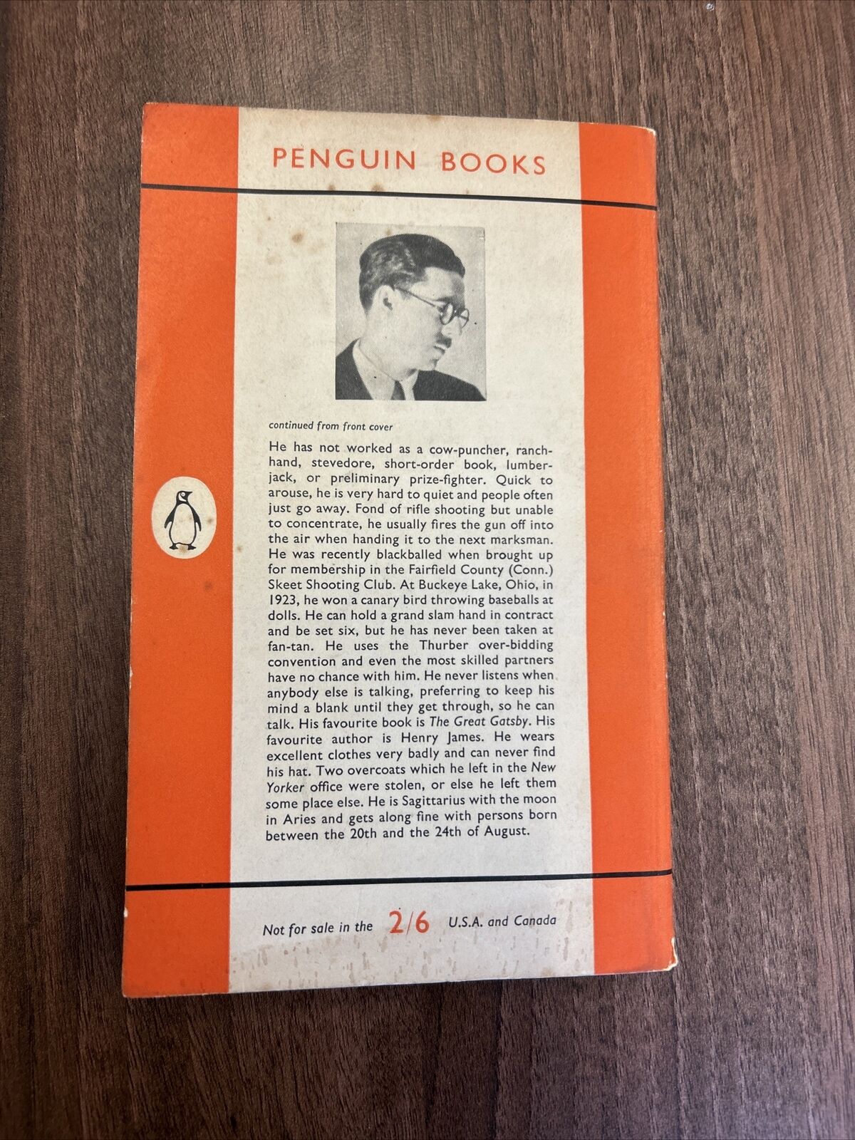 THE THURBER CARNIVAL - James Thurber - Penguin Paperback 1954 No 871