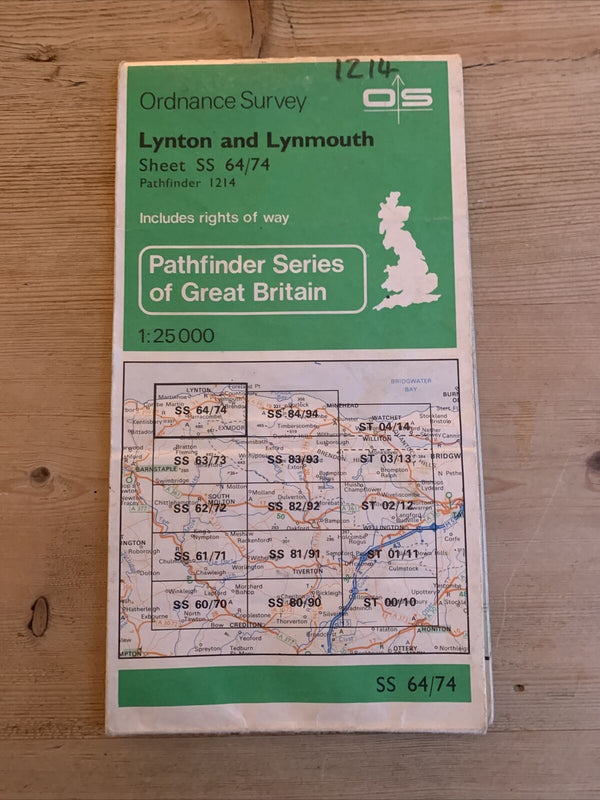 LYNTON & LYNMOUTH Pathfinder Ordnance Survey Sheet SS64/74 1:25000 1982