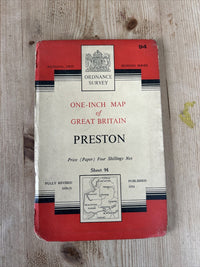 PRESTON Ordnance Survey Seventh Series Paper One inch 1954 Sheet 94 Lancaster