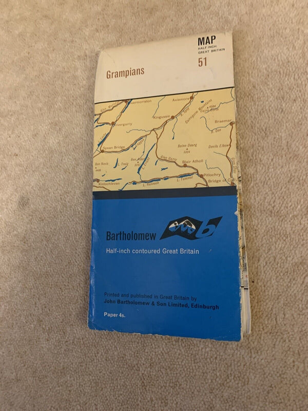 Grampians - Bartholomews One Inch Map 1965 Ben Nevis Pitlochry Look Great Framed