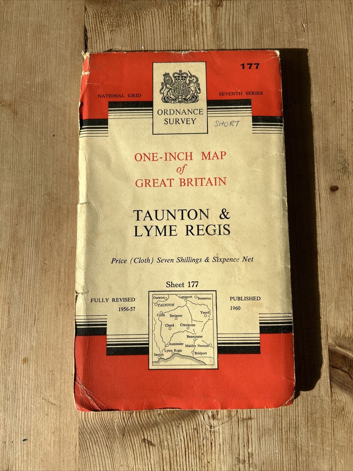 TAUNTON & LYME REGIS Ordnance Survey Seventh Series CLOTH 1 inch 1960 Sheet 177