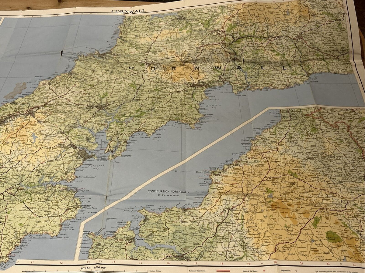 CORNWALL Bartholomew National Map Series No 1 1978 See Photos Fowey