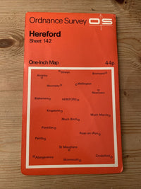 Hereford Monmouth River Wye - Ordnance Survey One Inch Map No 142 1967