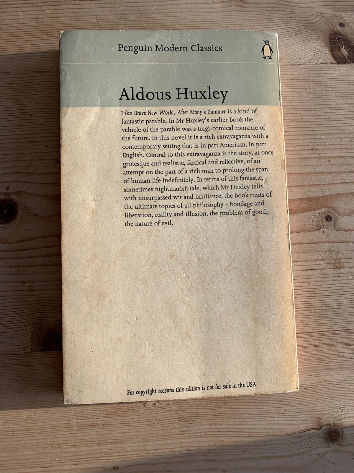 AFTER MANY A SUMMER by Aldous Huxley - PENGUIN MODERN CLASSIC 1964