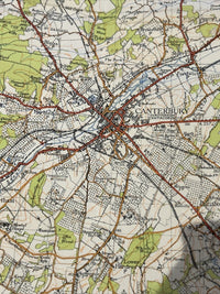 EAST KENT Ordnance Survey Cloth One Inch Map 1945 Sixth Edition Sheet 173 Deal