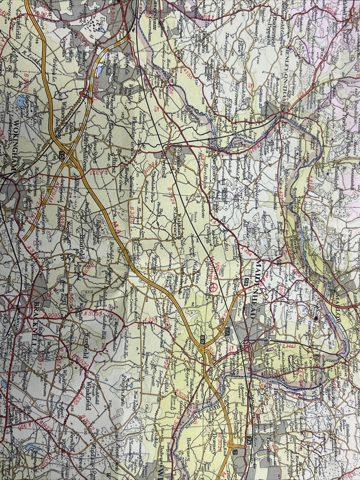 SURREY Bartholomew - Half Inch Map 1973 No 9 Guildford Reading Sevenoaks