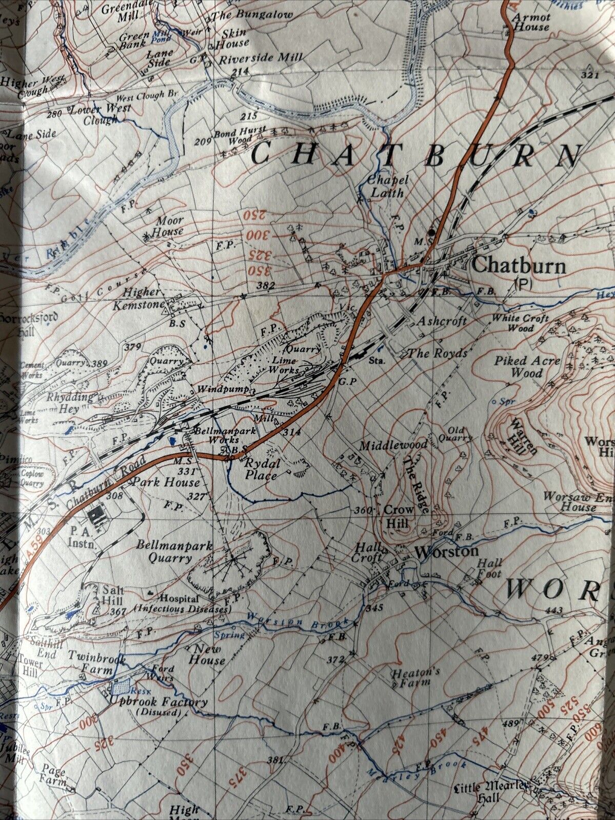 CLITHEROE Pendle Hill Ordnance Survey Sheet 34/74 1:25000 1946 Sawley