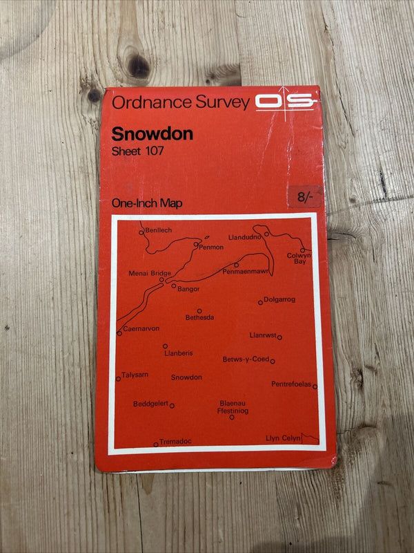 SNOWDON 1962 Edition Ordnance Survey One Inch Map Sheet 107 Llanrwst Bethesda