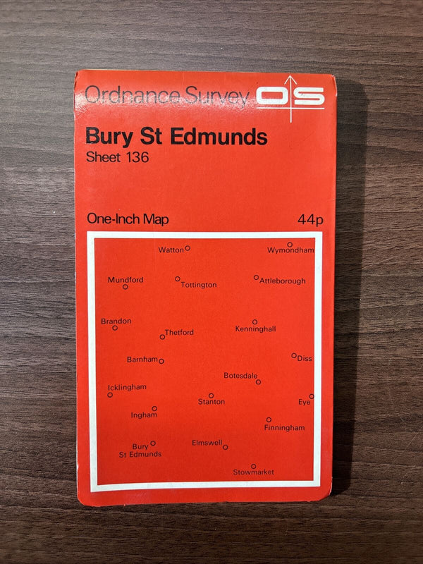 BURY ST EDMUNDS Ordnance Survey One Inch Sheet 136 1968 Thetford Stowmarket