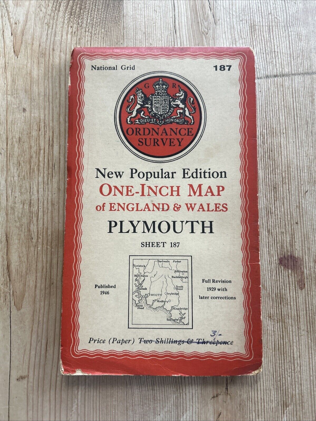 PLYMOUTH Ordnance Survey Paper Map 1946 Sixth Series Sheet 187 Tavistock Halwell