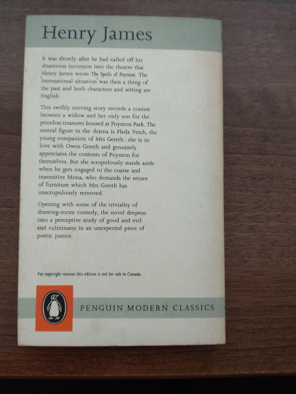 THE SPOILS OF POYNTON -HENRY JAMES - 1963 -  PENGUIN MODERN CLASSICS