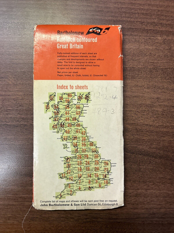 NORTH DEVON Bartholomew Half Inch Map CLOTH No 3 1965 Barnstaple Exeter