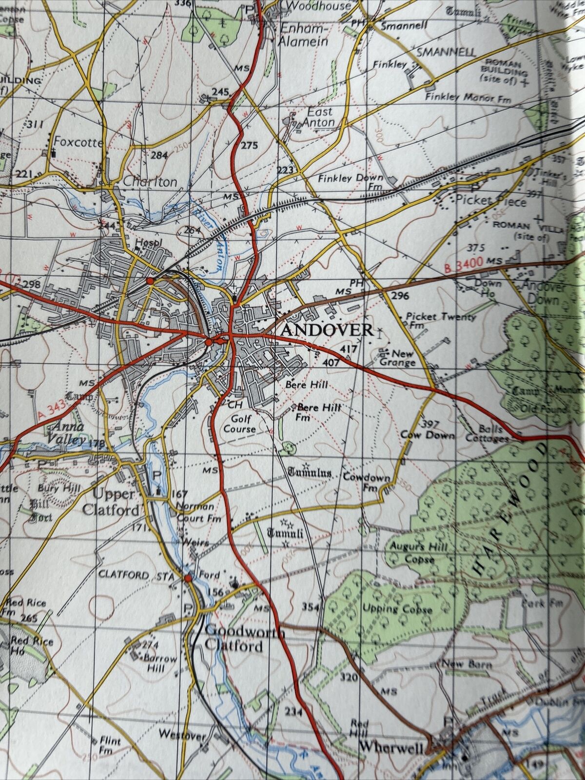 WINCHESTER Ordnance Survey Seventh Series Paper Map 1959 Sheet 168 Andover