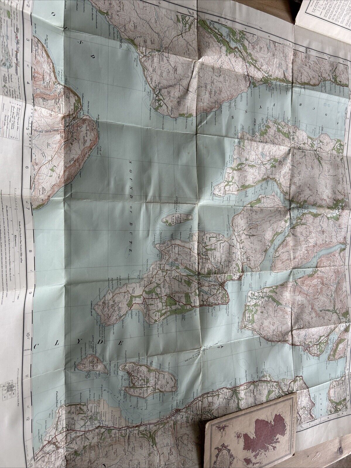 ISLAND OF BUTE Ordnance Survey One Inch CLOTH Sheet 71 Popular Edition 1926